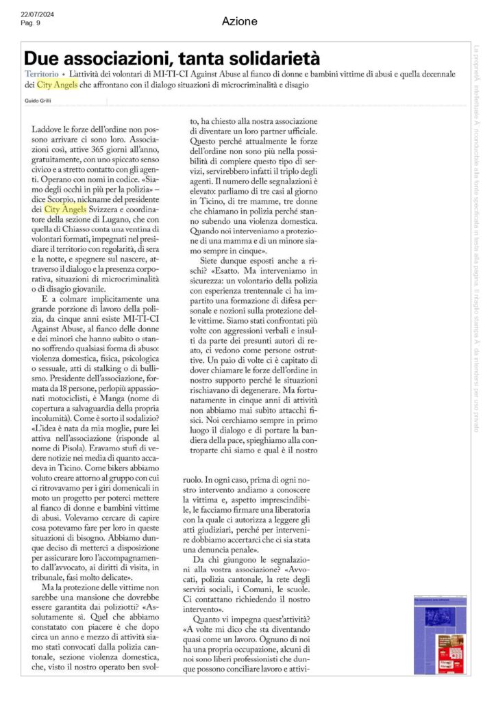 Da 10 anni i City Angels portano solidarietà a Lugano